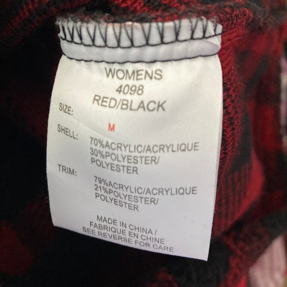 Woolrich Vest Womens Medium Tartan Black Red Plaid Faux Fur Collar - Picture 5 of 11